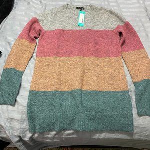 NWT Pink Clover Striped Pastel Rainbow Sweater XS